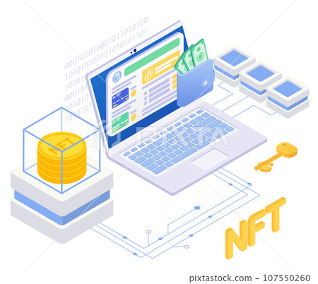 NFT Laptop Payment Composition 107550260