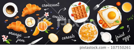 Realistic Breakfast Meals Composition 107550261