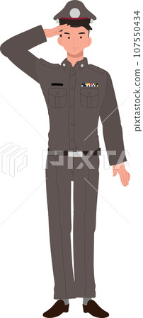 Honor and Pride. Confident Thai Law Enforcement Officer. Thai Police Officer Saluting. 107550434
