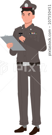 Thai Police Officer Issuing Fine. Traffic Violation Fine by Thai Cop 107550451