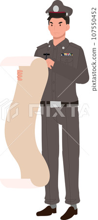 Thai Police Officer Issuing Fine. Traffic Violation Fine by Thai Cop 107550452