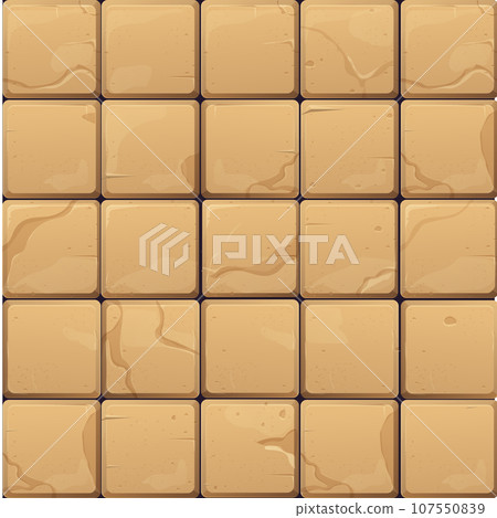 Stone wall from bricks, rock, game background medieval in cartoon style, textured surface. Ui game asset, road or floor material 107550839
