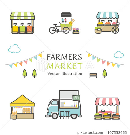 Vector illustration icon set of shops lined up... - Stock Illustration ...