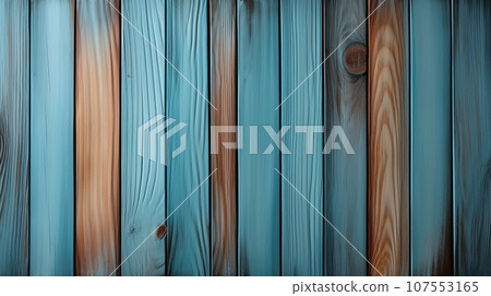 Blue stainned wood panels background. generative AI. 107553165