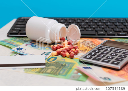Ordering Medicines. Pills and Capsules on the Euro Banknotes Ordering Medicines. Pills and Capsules on the Euro Banknotes 107554189