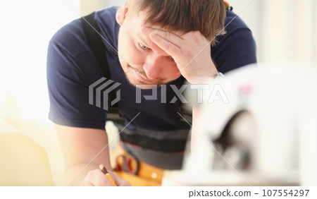 Arms of worker making structure plan Arms of worker making structure plan 107554297