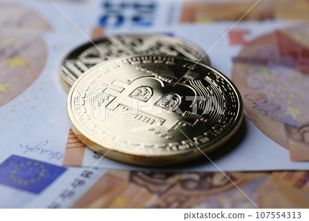 The coin of crypto currency bitcoin The coin of crypto currency bitcoin 107554313