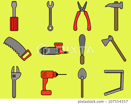 Set of 12 icons with work tools 107554357