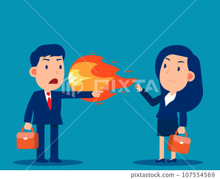 Business manager and employee arguing. Business aggressive or scolding vector illustration 107554569