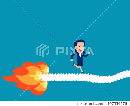 Business person path burned by flames. Business escape and crisis vector illustration Business person path burned by flames. Business escape and crisis vector illustration 107554576