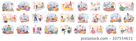 Cashless payment. Vector illustration. Wireless payment systems are designed to prevent unauthorized access to sensitive information Mobile cashless payments offer convenience for splitting bills 107554631