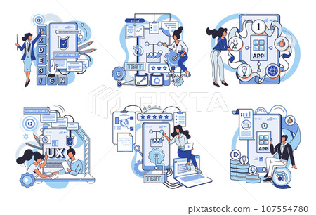 Application testing metaphor. Vector illustration. Software testing, cleaner that sweeps potential bugs off software floor Application testing, safety check ensuring glitch-free user experiences Application testing metaphor. Vector illustration. Software testing, cleaner that sweeps potential bugs off software floor Application testing, safety check ensuring glitch-free user experiences 107554780