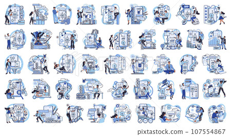 Application testing metaphor. Vector illustration. App test, boot camp training for app before it gets released Software testing, tool that polishes raw edges of code Application testing, refining Application testing metaphor. Vector illustration. App test, boot camp training for app before it gets released Software testing, tool that polishes raw edges of code Application testing, refining 107554867