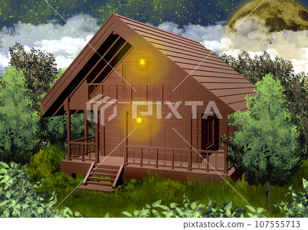 Landscape Cottage at night Landscape Cottage at night 107555713