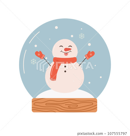 snow globe with a snowman inside. souvenir. winter snow globe with a snowman inside. souvenir. winter 107555797