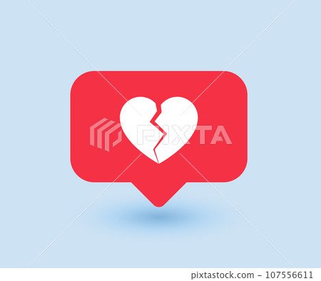 Dislike symbol in social media, Like sign icon with broken heart, vector Dislike symbol in social media, Like sign icon with broken heart, vector 107556611