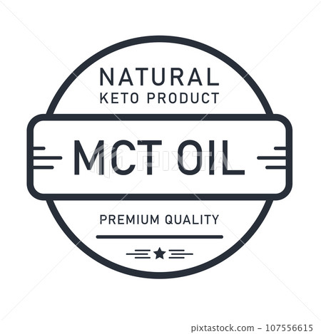 MCT Oil label, keto food additive stamp, mct triglycerides, vector 107556615