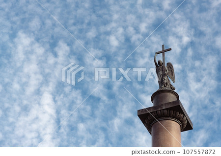 Angel on pillar at the Palace Square in St. Petersburg Angel on pillar at the Palace Square in St. Petersburg 107557872