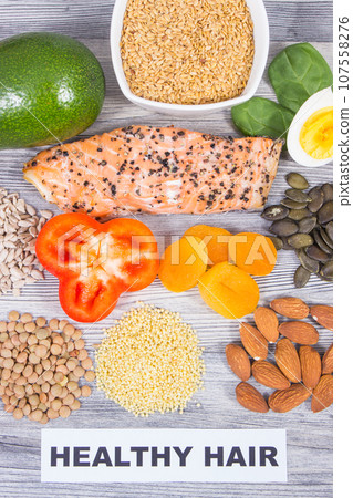 Various nutritious products or ingredients containing vitamins and minerals Various nutritious products or ingredients containing vitamins and minerals 107558276