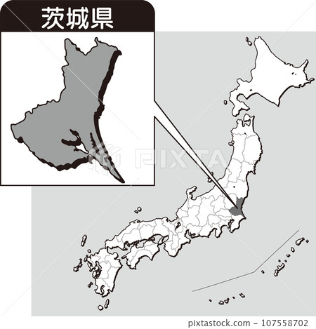 茨城縣地圖_空白地圖_08_茨城縣在日本地圖上的位置_包括霞浦湖 107558702