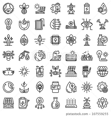 Eco innovation icons set. Outline set of eco innovation vector icons for web design isolated on white background 107559255