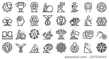 Effort icons set. Outline set of effort vector icons for web design isolated on white background Effort icons set. Outline set of effort vector icons for web design isolated on white background 107559345