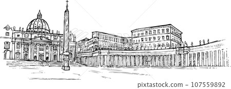vatican city background hand drawn. vector illustration 107559892