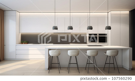 The White interior of the kitchen, the design is modern for ideas and inspiration Bar 107560290