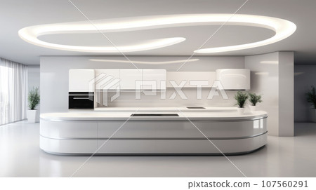 The White Futuristic interior of the kitchen, the design is modern for ideas and inspiration 107560291