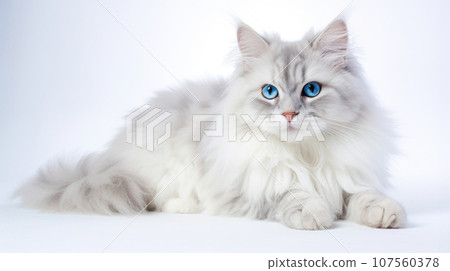 Cute white cat posing gracefully. Cute white cat posing gracefully. 107560378