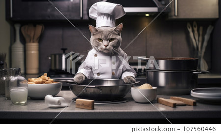 the cat chef, perfecting a tasty recipe the cat chef, perfecting a tasty recipe 107560446