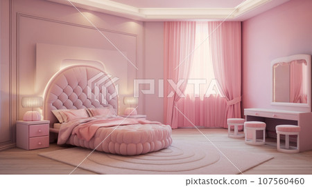 A magical space for children, featuring a pink room inspired by Barbie. 107560460