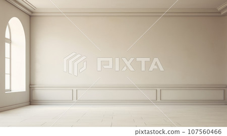 A pristine canvas of serenity - an empty wall in a minimalist interior 107560466