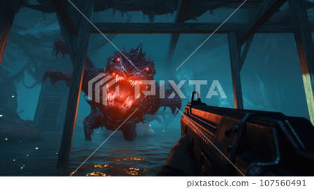 Pulse-pounding first-person shooter action, fighting off monstrous enemies. Pulse-pounding first-person shooter action, fighting off monstrous enemies. 107560491