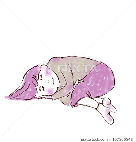 孩子蜷縮著睡覺 107560548