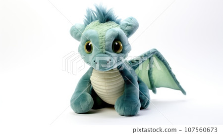 dragon green Soft toy on a white background, cut dragon green Soft toy on a white background, cut 107560673