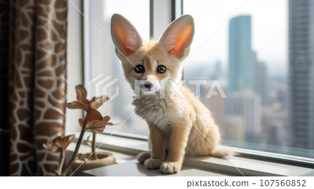 Fennec fox thrives in modern apartment living. Fennec fox thrives in modern apartment living. 107560852