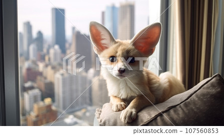 Exemplary pet care with a charming fennec fox. Exemplary pet care with a charming fennec fox. 107560853