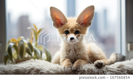 A captivating fennec fox in a stylish apartment. A captivating fennec fox in a stylish apartment. 107560854