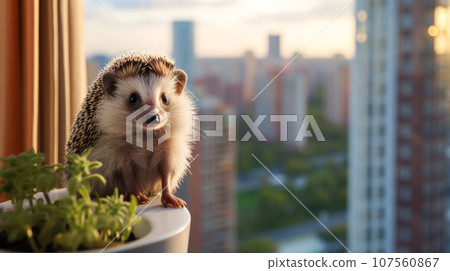 A charming hedgehog in a modern home. 107560867