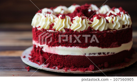 Red velvet delight: a delectable cake with creamy frosting. Red velvet delight: a delectable cake with creamy frosting. 107560905