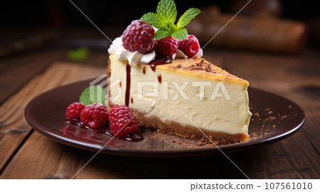 Creamy cheesecake meets vibrant berries for a delectable dessert. 107561010