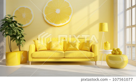 Modern furnishings in a cozy living room. Lemon 107561077