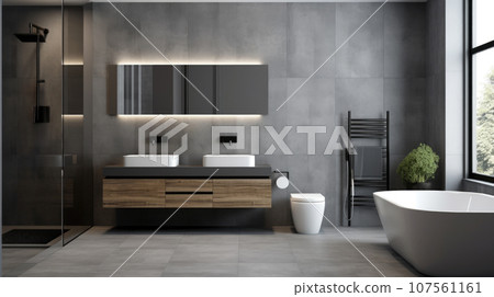 Grey bathroom for design, inspiration and ideas, shower 107561161