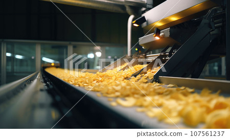Potato chip production in a state-of-the-art facility. 107561237