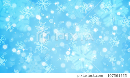 Christmas background of fuzzy and focused snowflakes Christmas background of fuzzy and focused snowflakes 107561555