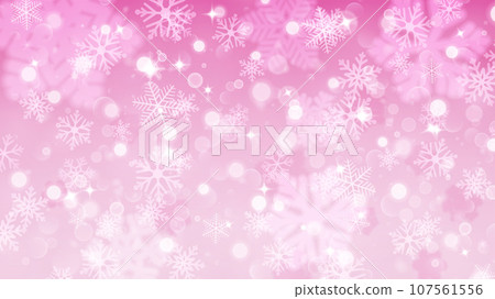 Christmas background of fuzzy and focused snowflakes 107561556