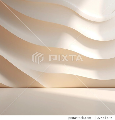 抽象方形背景。具有淺米色弧形牆壁的空間。 AI生成影像 抽象方形背景。具有淺米色弧形牆壁的空間。 AI生成影像 107561586