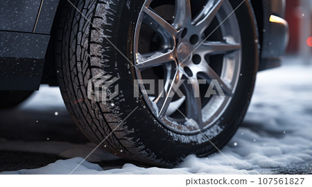 雪路和汽車輪胎 107561827
