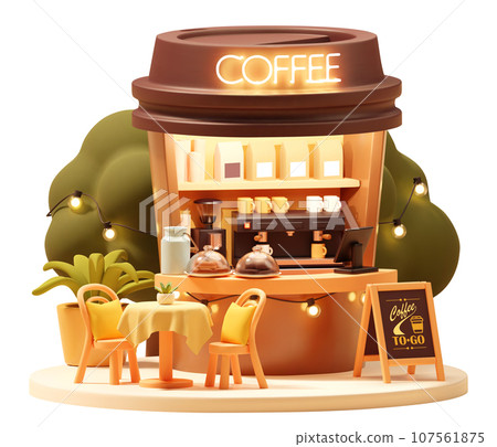 Vector small coffee booth or kiosk Vector small coffee booth or kiosk 107561875